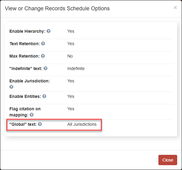 View or Change Records Schedule Options